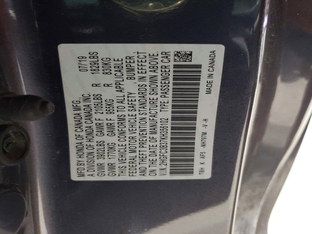 2019 Honda Civic Ex - zdjęcie 13