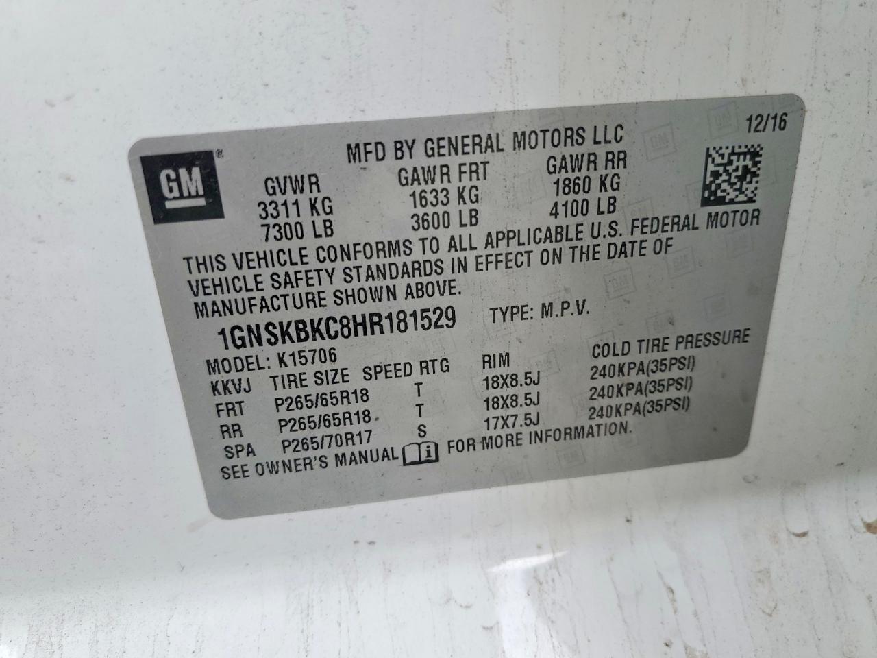 2017 Chevrolet Tahoe K1500 Lt - zdjęcie 14