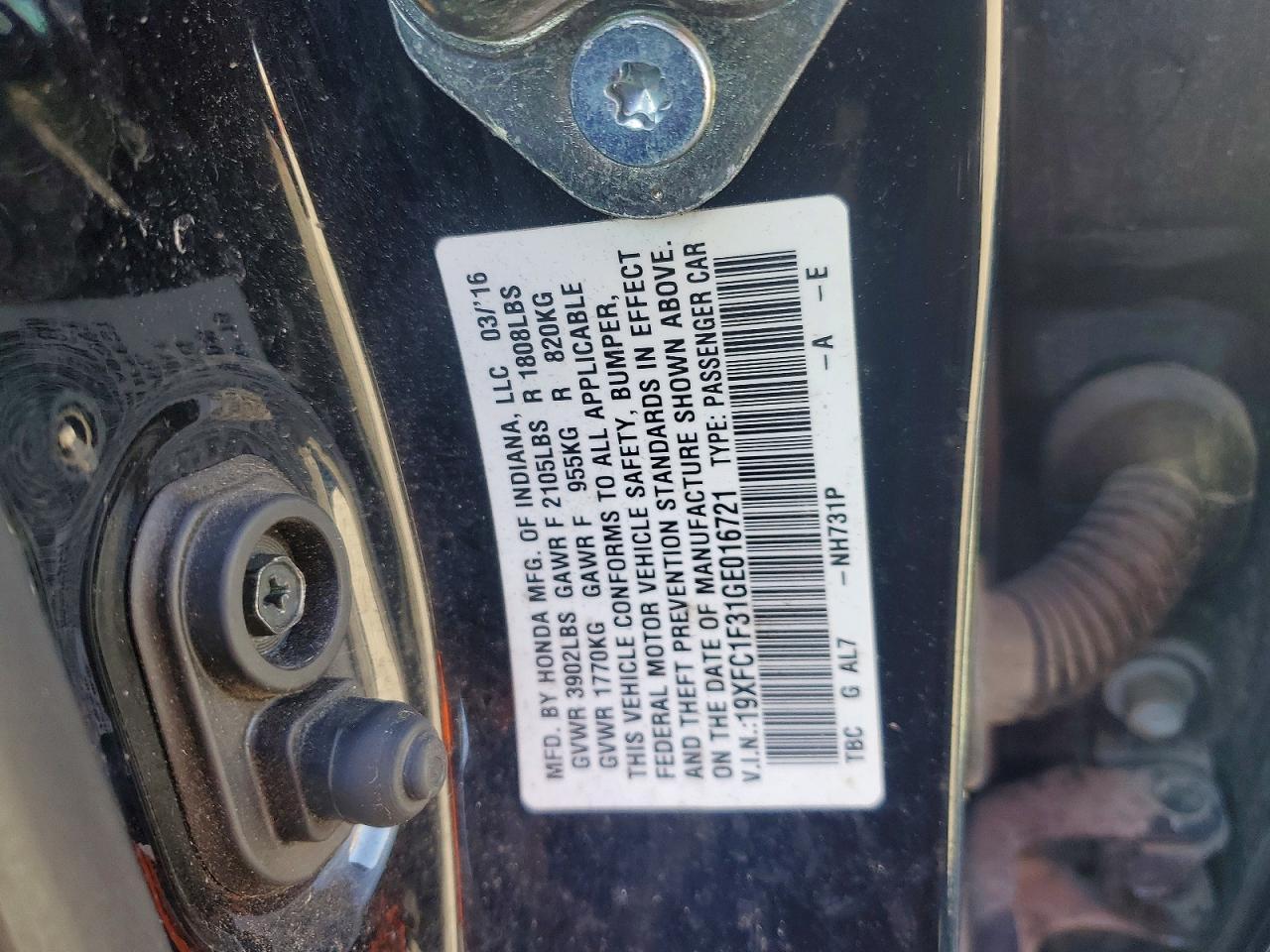 2016 Honda Civic Ex - zdjęcie 12