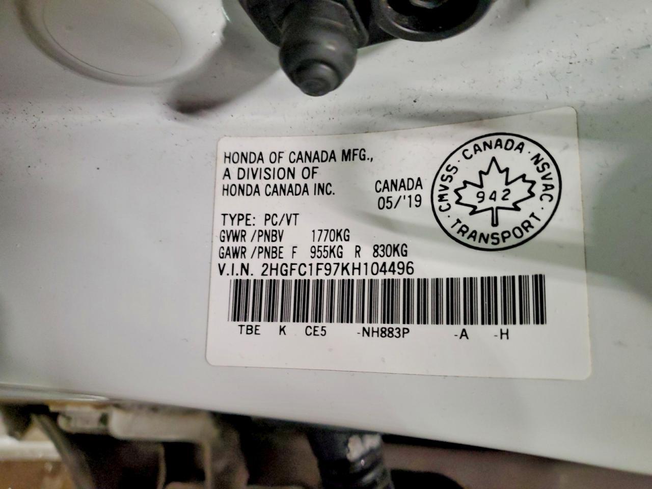 2019 Honda Civic Touring - zdjęcie 12