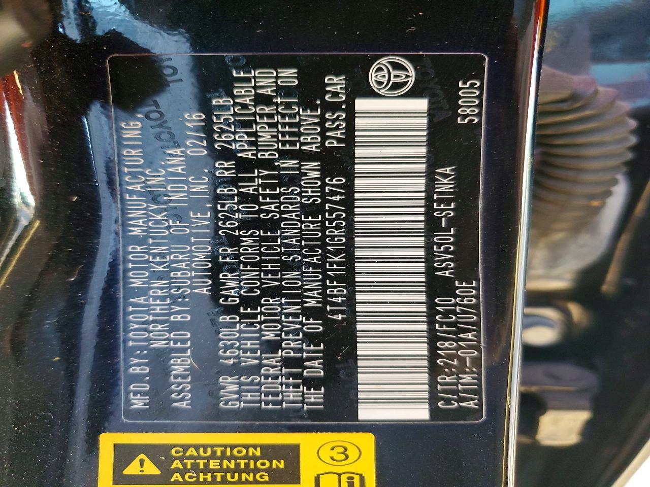 2016 Toyota Camry Le - zdjęcie 13