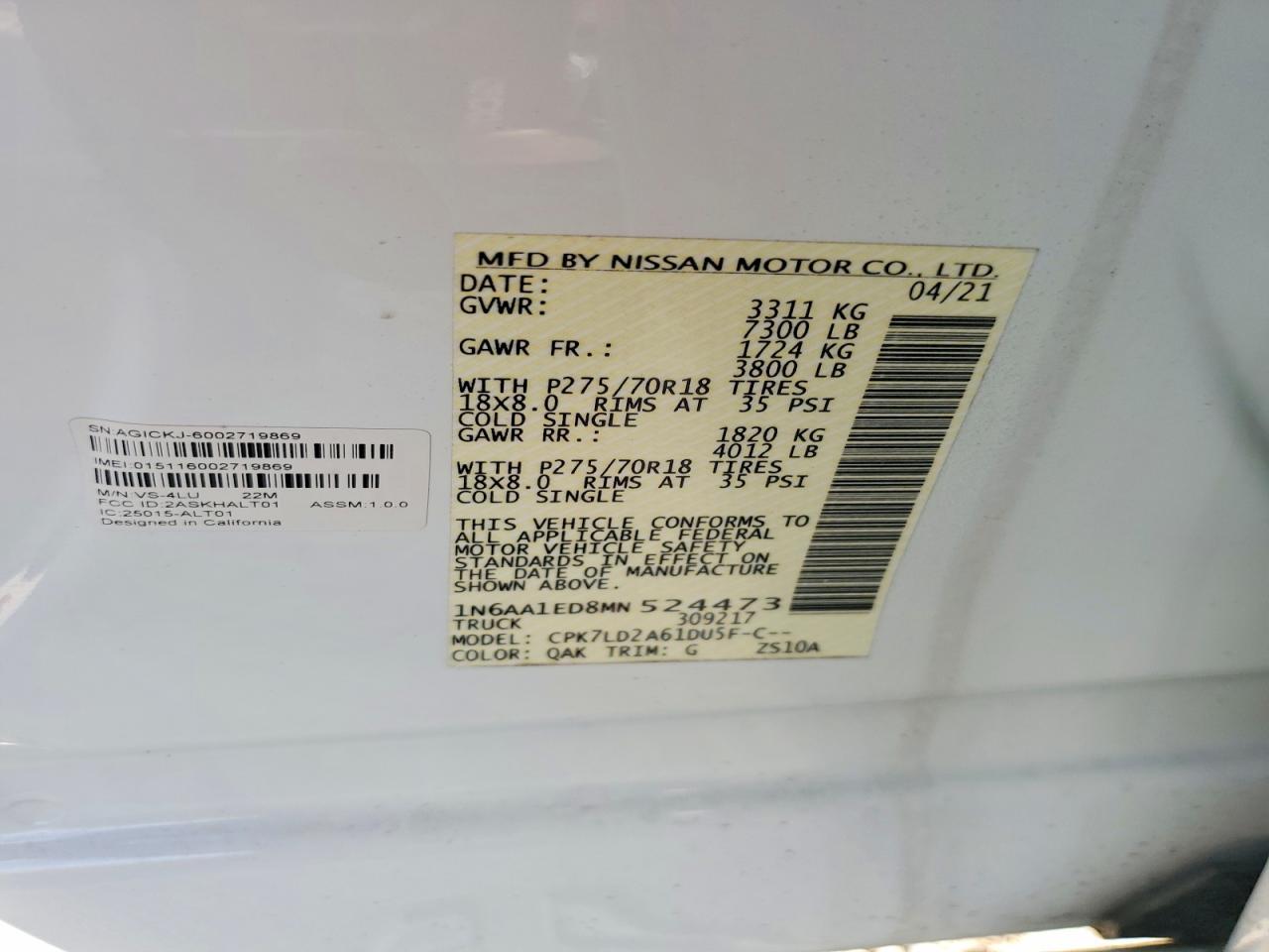 2021 Nissan Titan Sv - zdjęcie 12