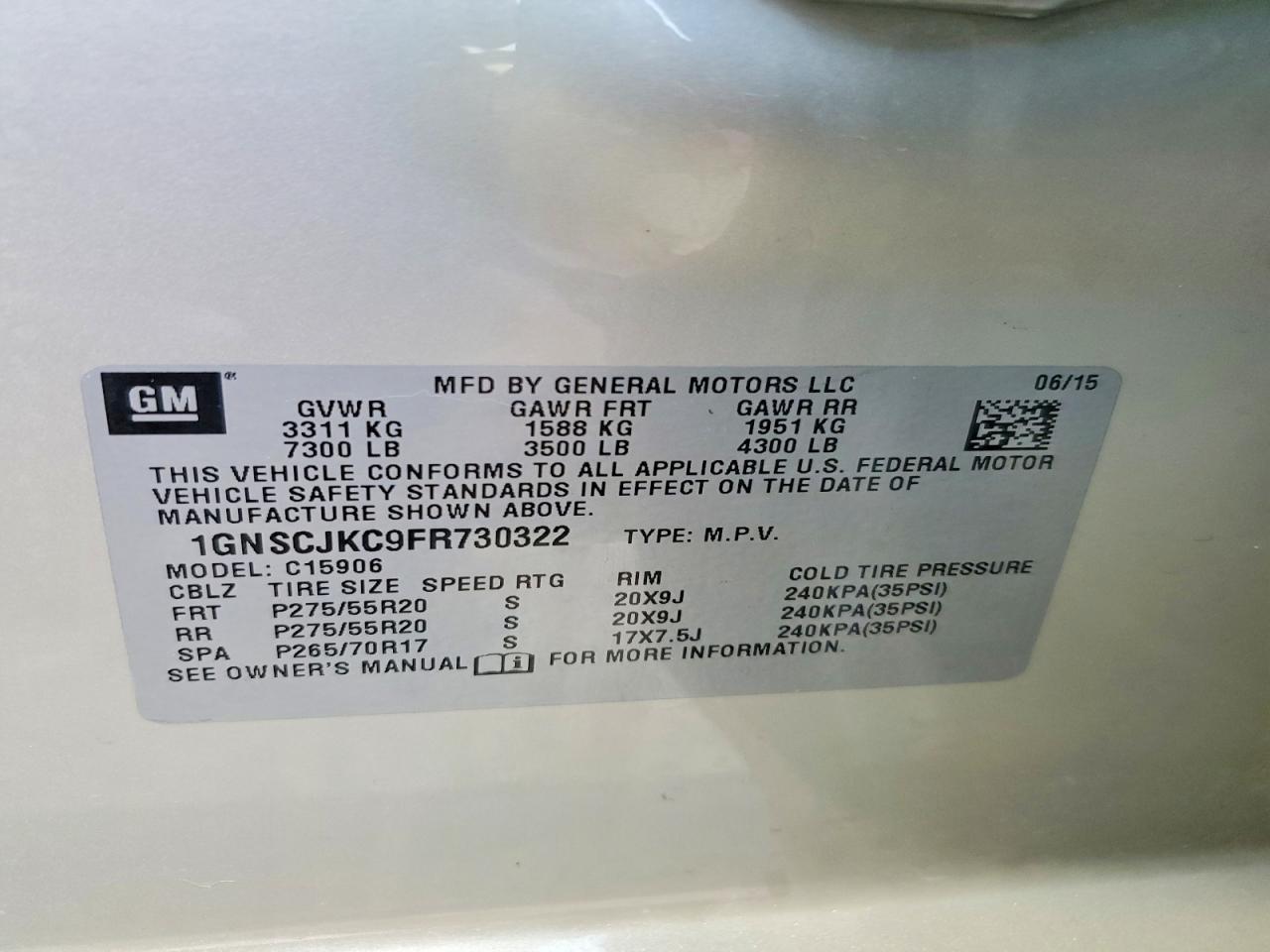 2015 Chevrolet Suburban C1500 Lt - zdjęcie 13