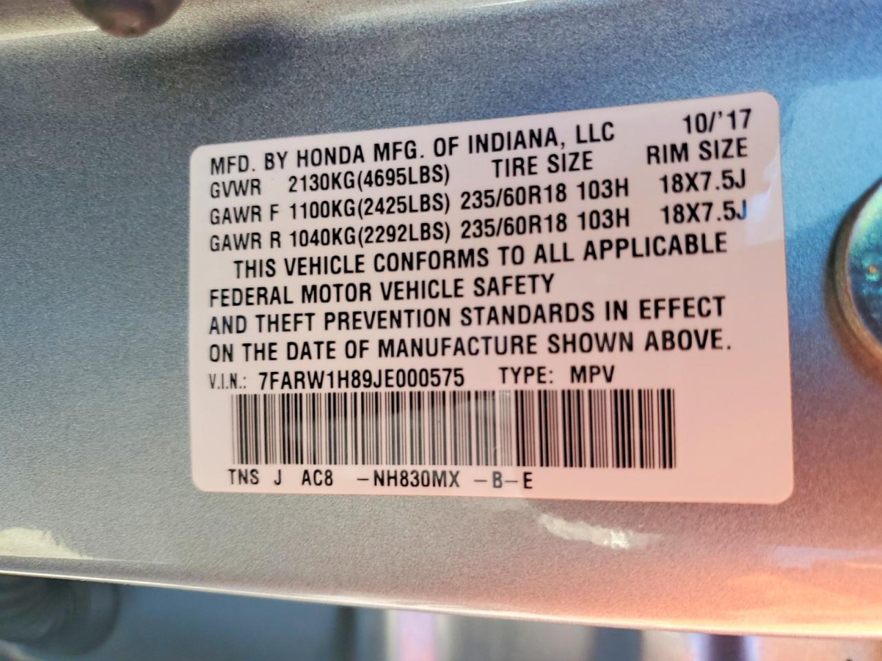 2018 Honda Cr-V Exl - zdjęcie 13