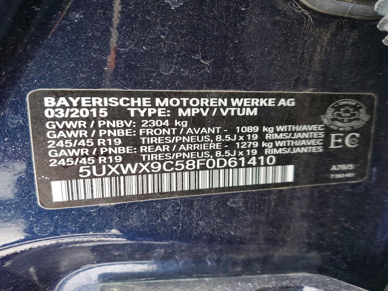 2015 BMW Truck/Van X3 28I 4Dr Awd - zdjęcie 12