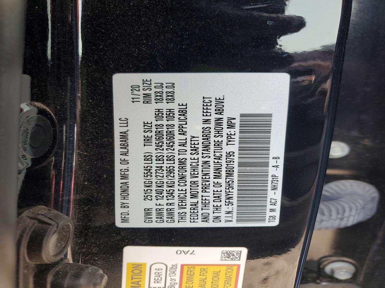 2021 Honda Pilot Exl - zdjęcie 13