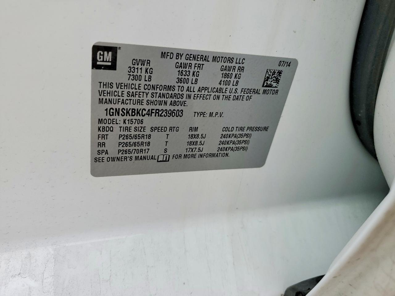 2015 Chevrolet Tahoe K1500 Lt - zdjęcie 13