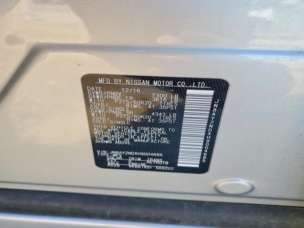 2017 Nissan Armada Sv - zdjęcie 13