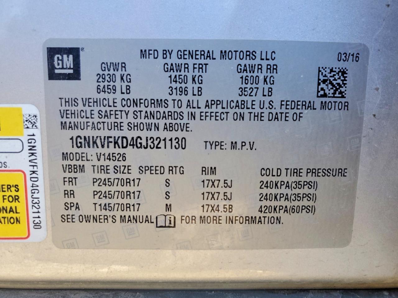 2016 Chevrolet Traverse Ls - zdjęcie 13