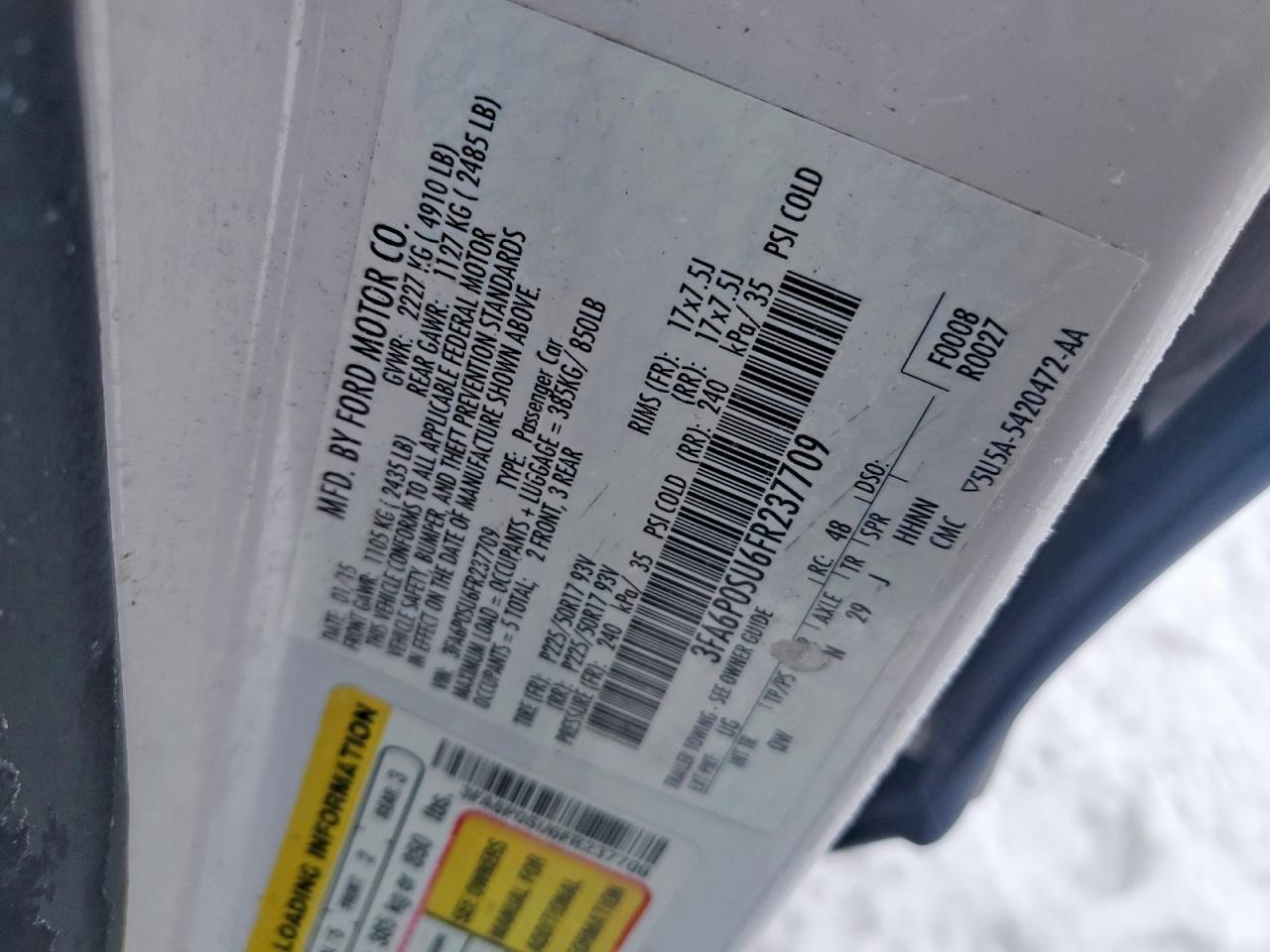 2015 Ford Fusion Titanium Phev - zdjęcie 12
