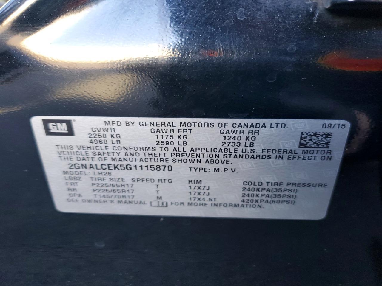 2016 Chevrolet Equinox Lt - zdjęcie 12