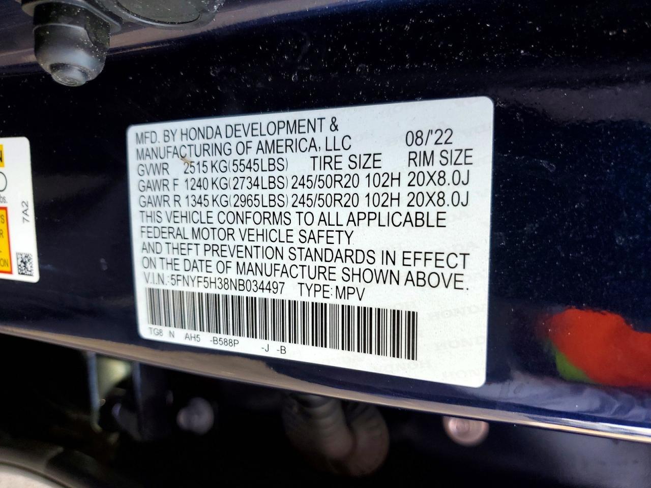 2022 Honda Pilot Sport - zdjęcie 12