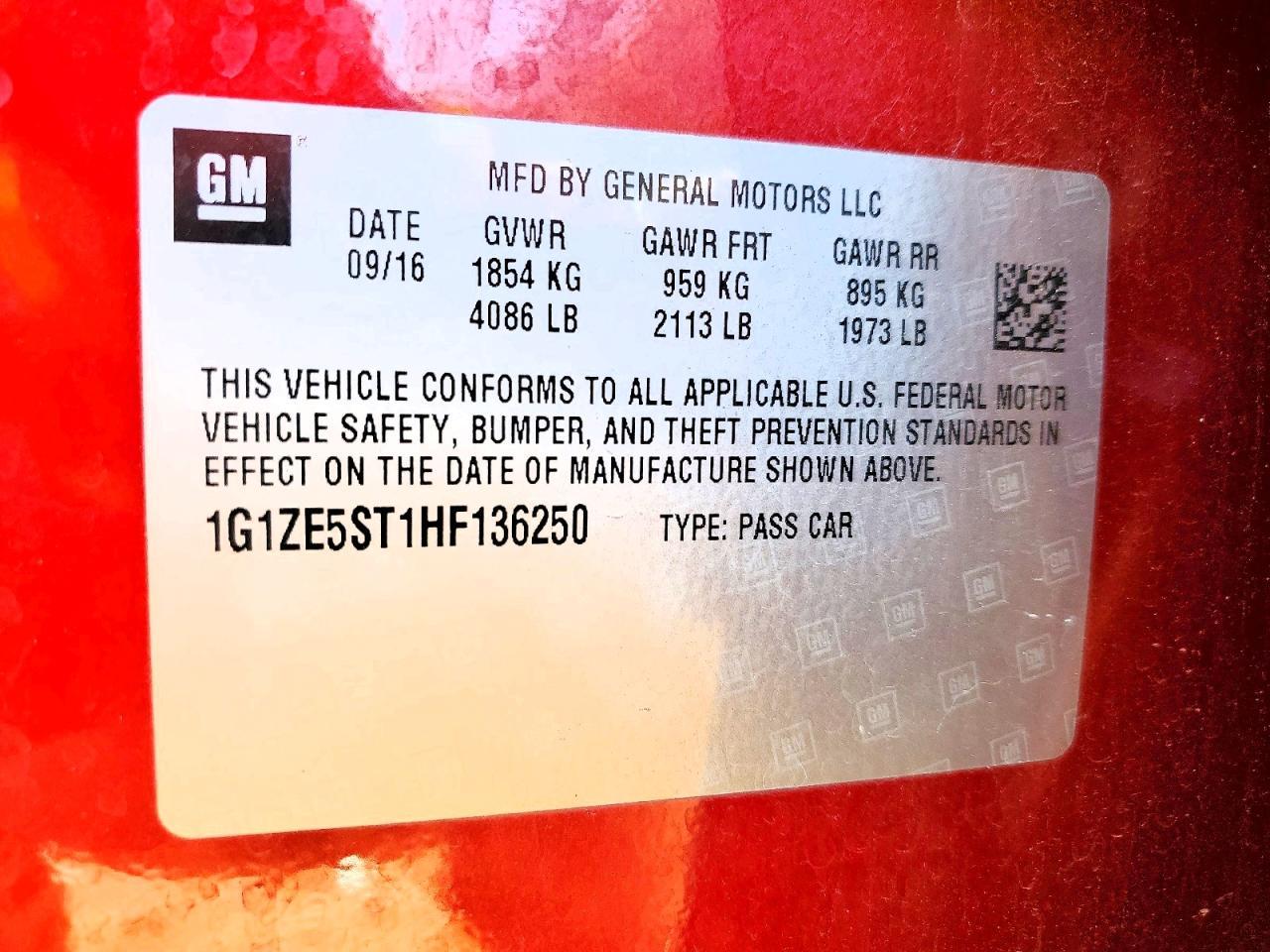 2017 Chevrolet Malibu Lt - zdjęcie 12