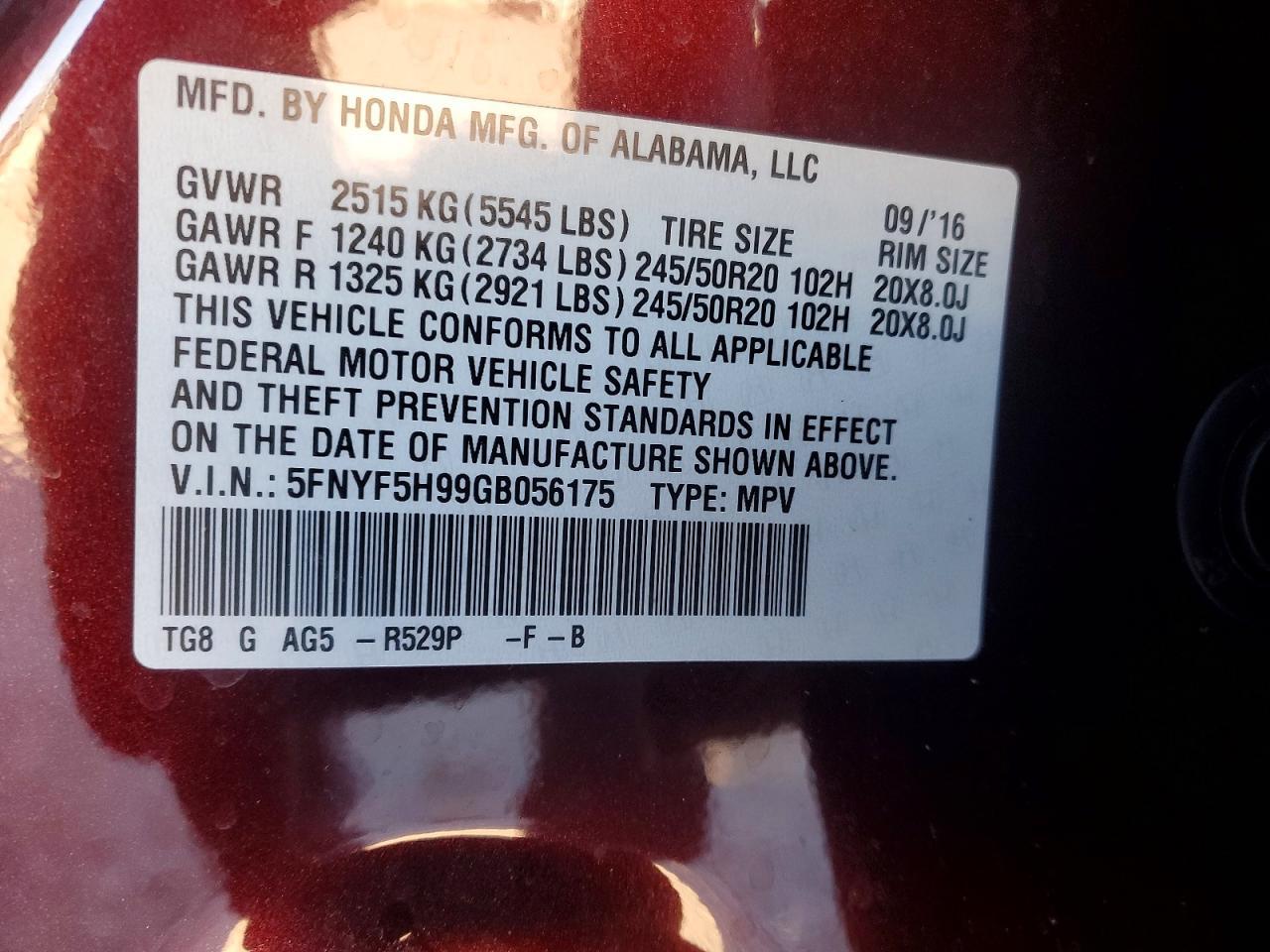 2016 Honda Pilot Touring - zdjęcie 13