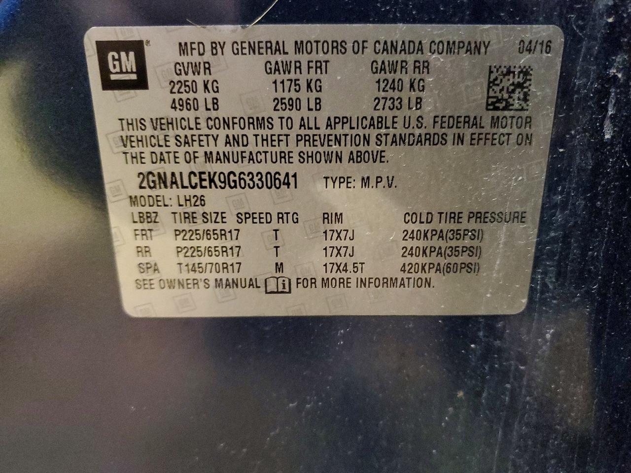 2016 Chevrolet Equinox Lt - zdjęcie 13