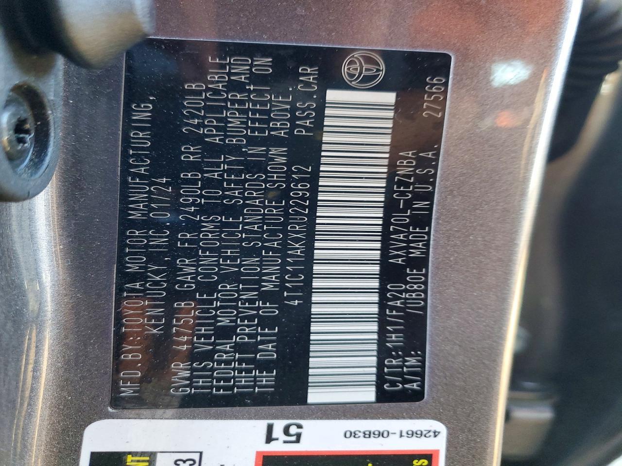 2024 Toyota Camry Le - zdjęcie 12