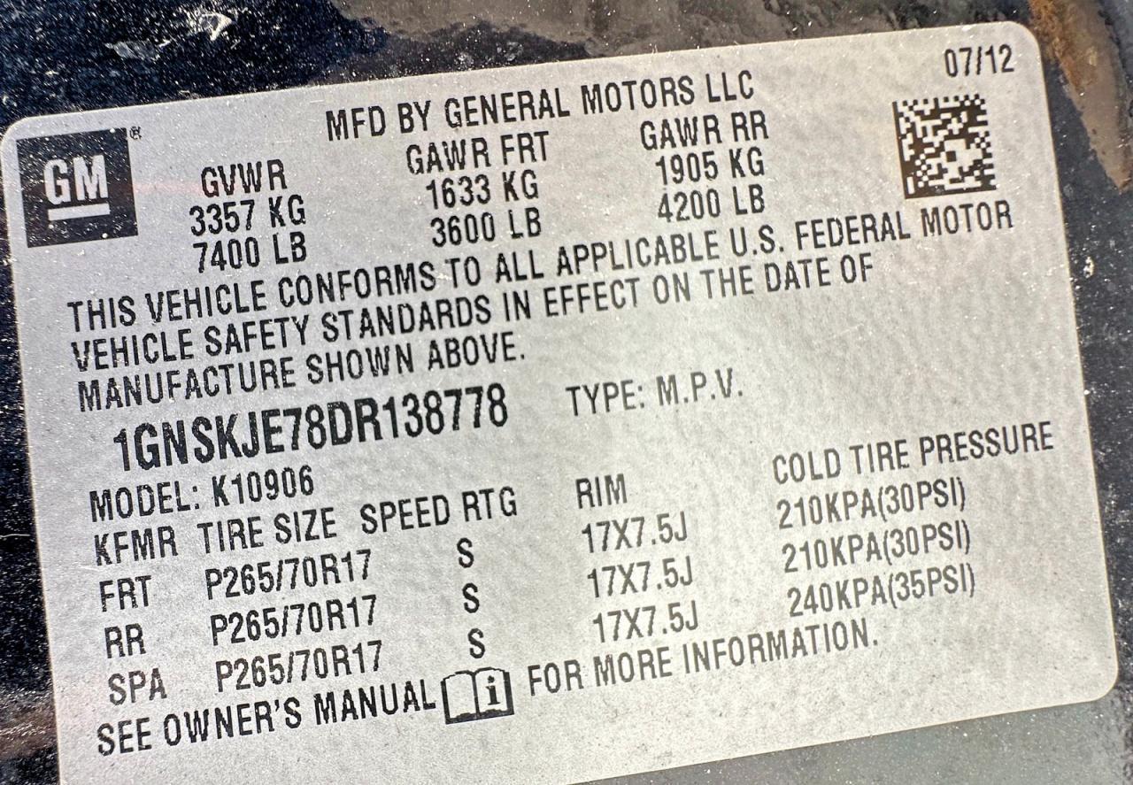 2013 Chevrolet Suburban K1500 Lt - zdjęcie 10