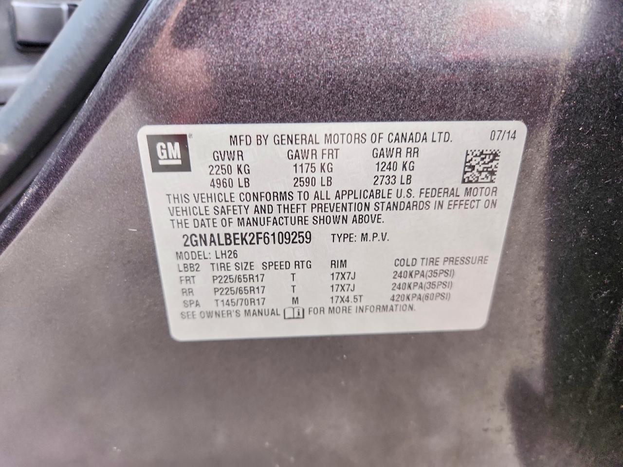 2015 Chevrolet Equinox Lt - zdjęcie 13