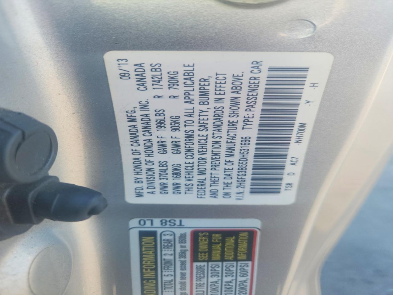 2013 Honda Civic Lx - zdjęcie 12