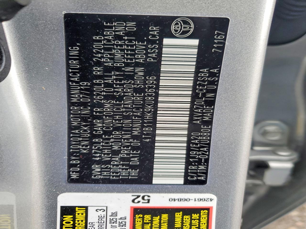 2019 Toyota Camry Se - zdjęcie 12