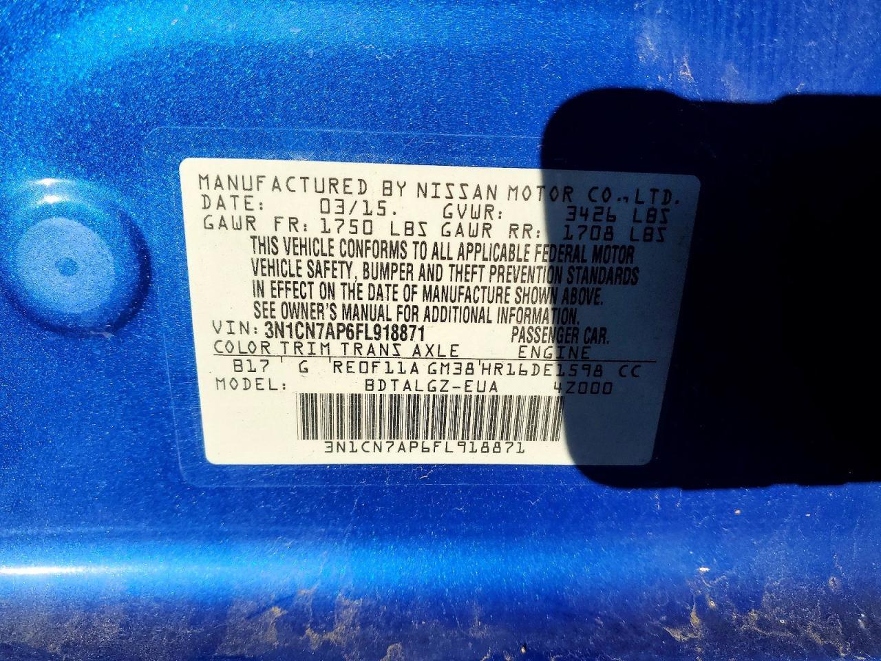 2015 Nissan Versa S - zdjęcie 12