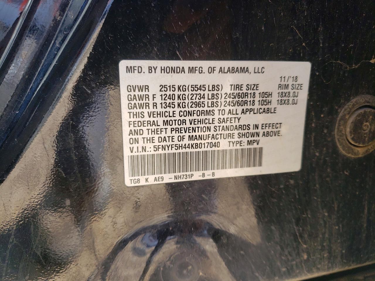 2019 Honda Pilot Exl - zdjęcie 13