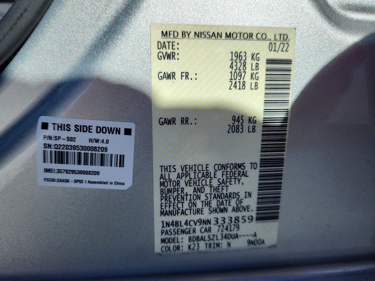 2022 Nissan Altima Sr - zdjęcie 12