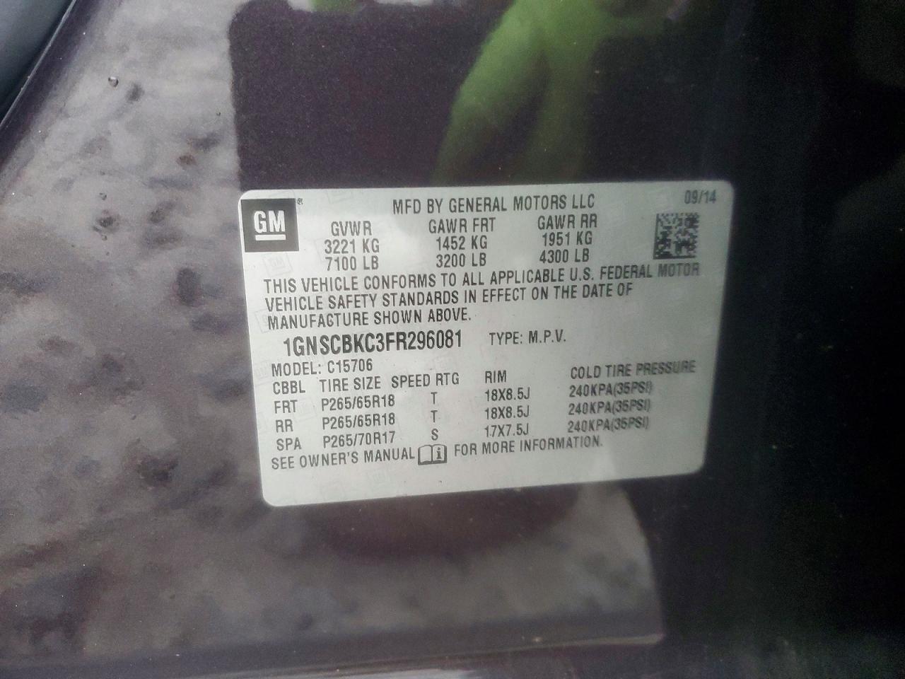 2015 Chevrolet Tahoe C1500 Lt - zdjęcie 13