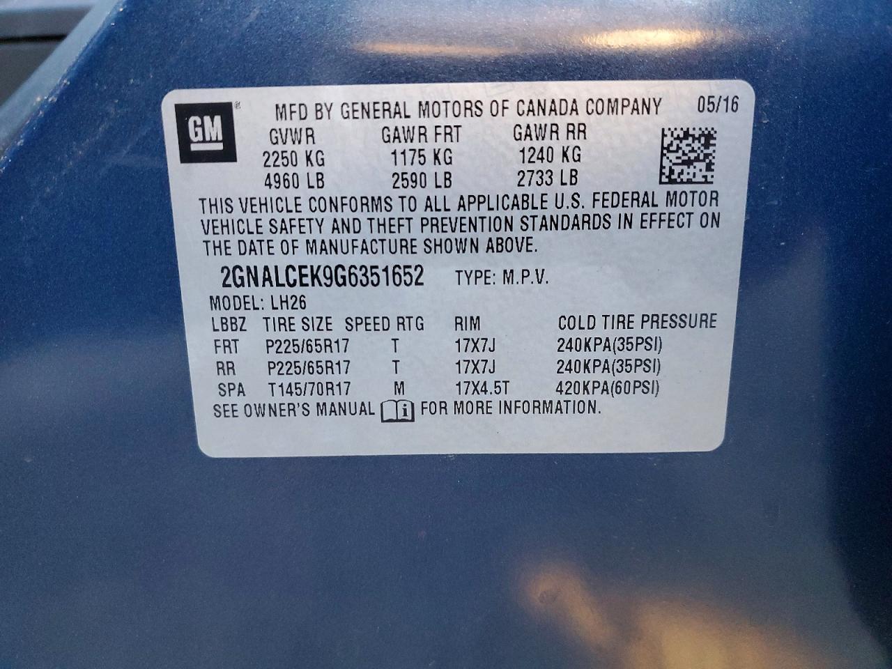 2016 Chevrolet Equinox Lt - zdjęcie 13