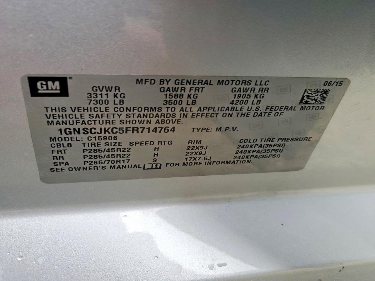 2015 Chevrolet Suburban C1500 Lt - zdjęcie 13