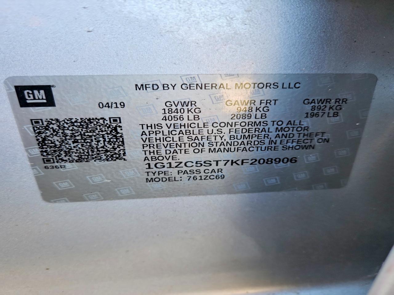 2019 Chevrolet Malibu Ls - zdjęcie 12