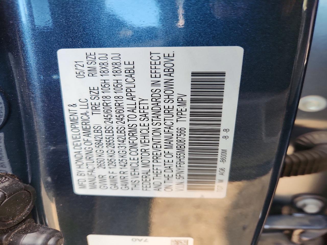 2021 Honda Pilot Exl - zdjęcie 13