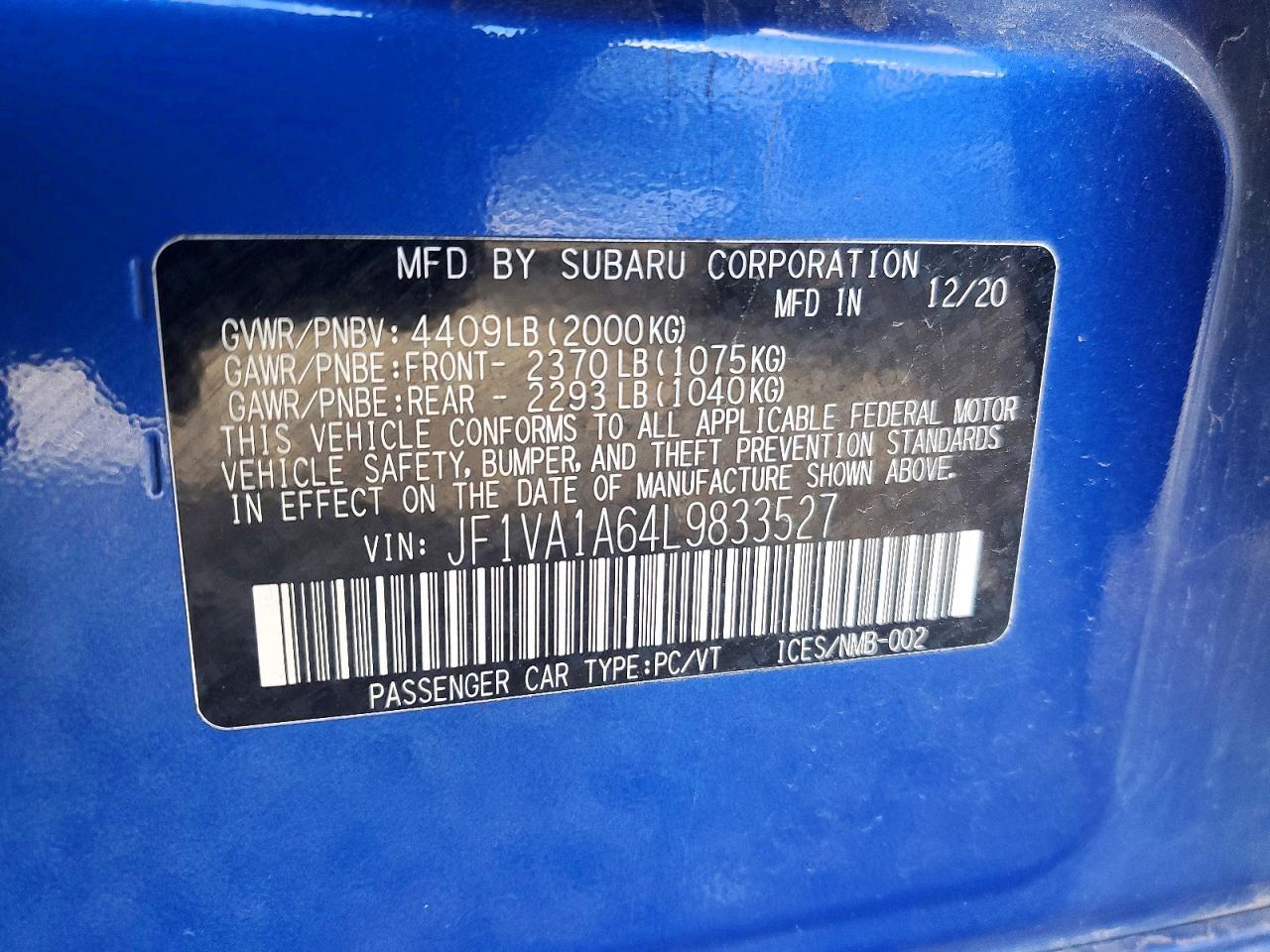 2020 Subaru Wrx - zdjęcie 12