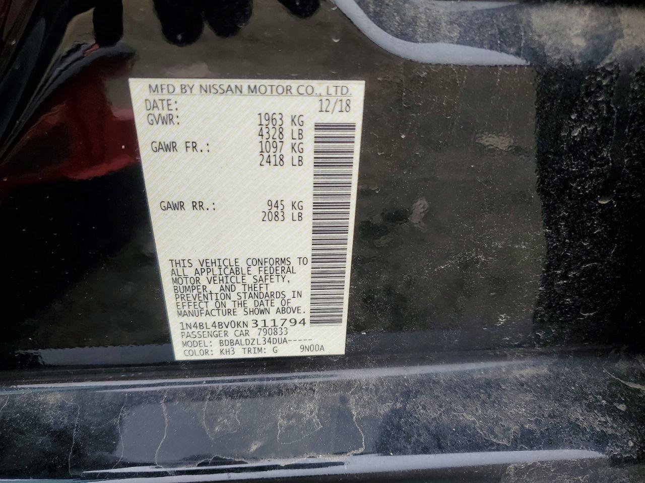 2019 Niss Altima 2.5 S - zdjęcie 12