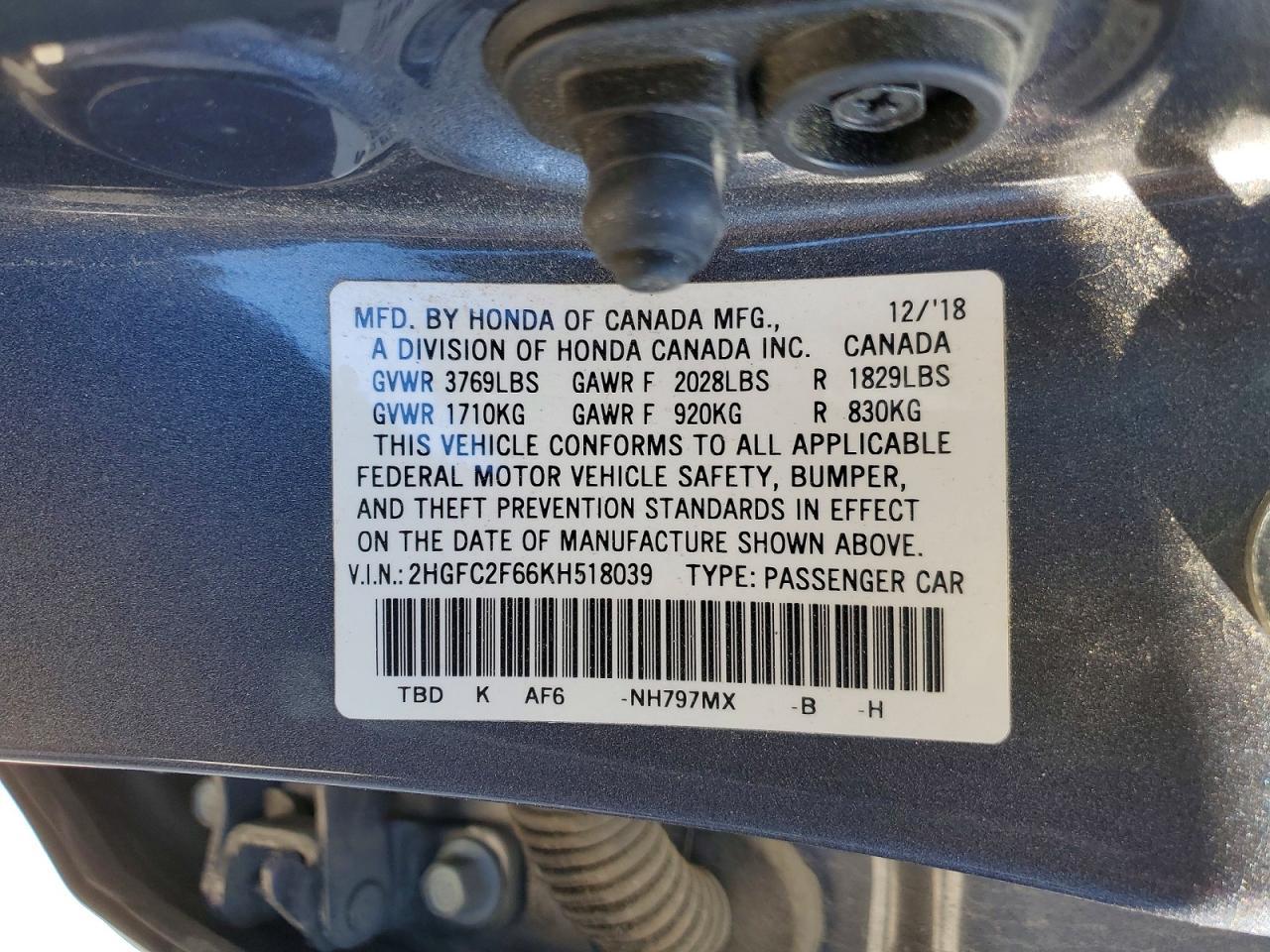 2019 Honda Civic Lx - zdjęcie 12