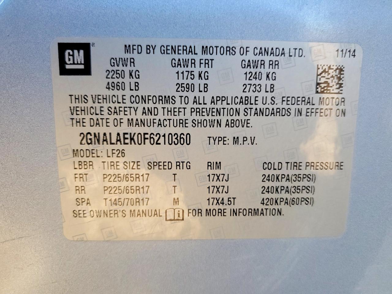 2015 Chevrolet Equinox Ls - zdjęcie 13