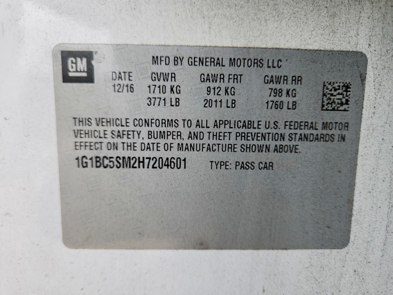 2017 Chevrolet Cruze Ls - zdjęcie 12