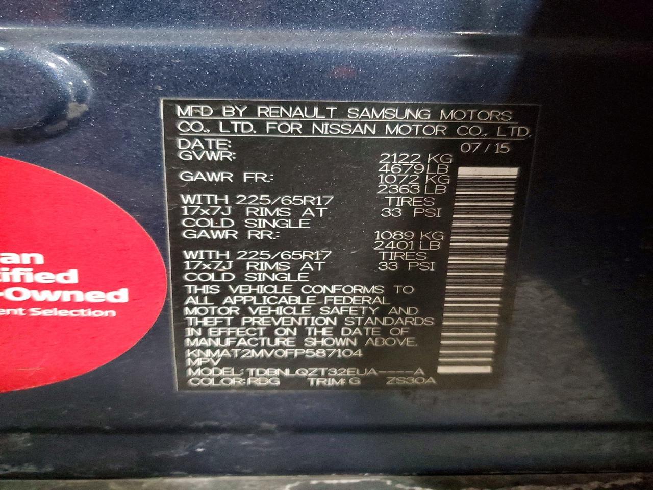 2015 Nissan Rogue Sv - zdjęcie 13