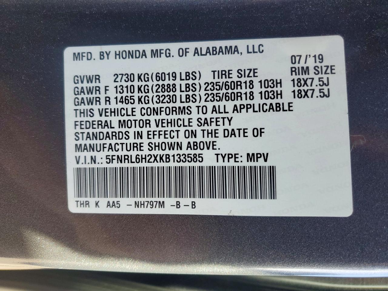 2019 Honda Odyssey Lx - zdjęcie 13