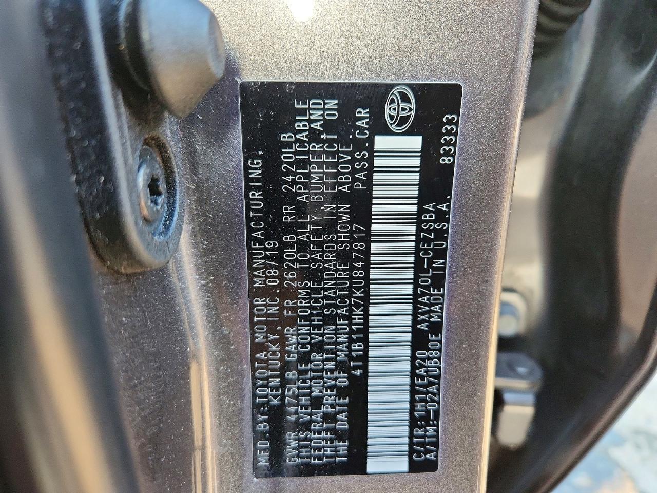 2019 Toyota Camry L - zdjęcie 12