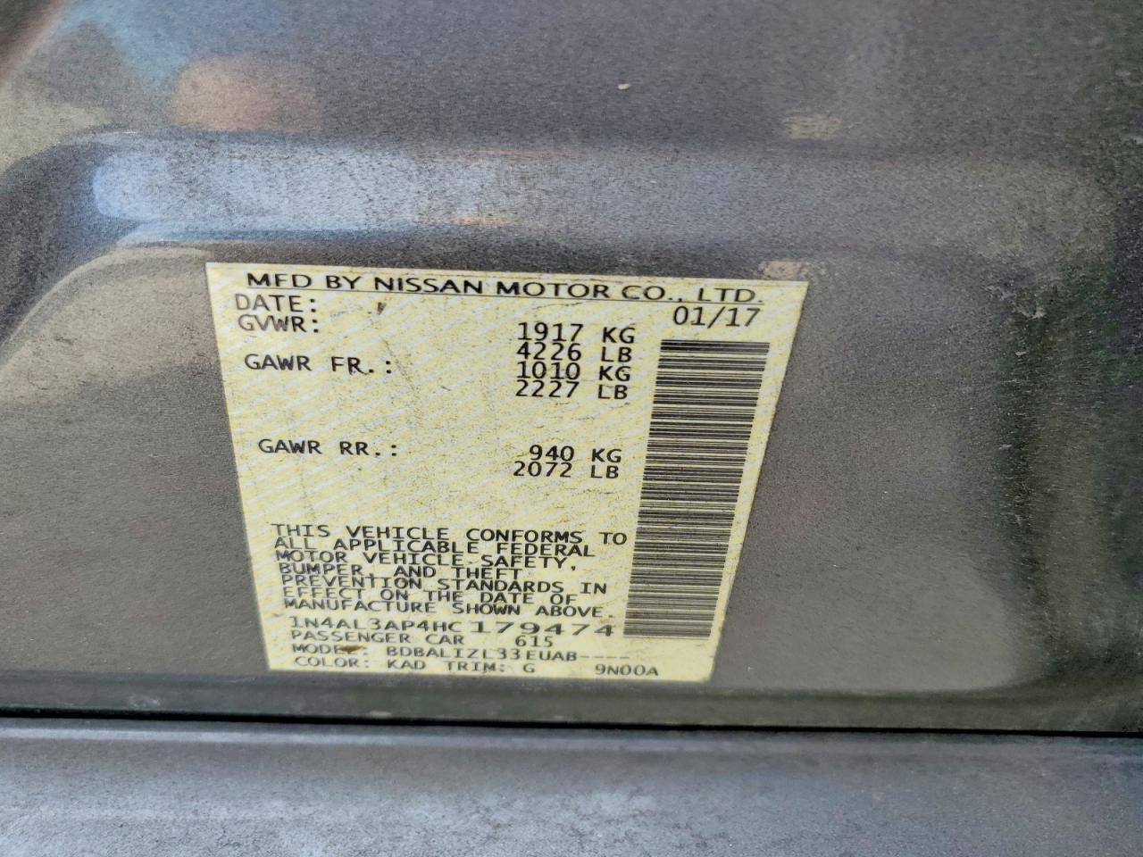 2017 Nissan Altima 2.5 Sv - zdjęcie 12