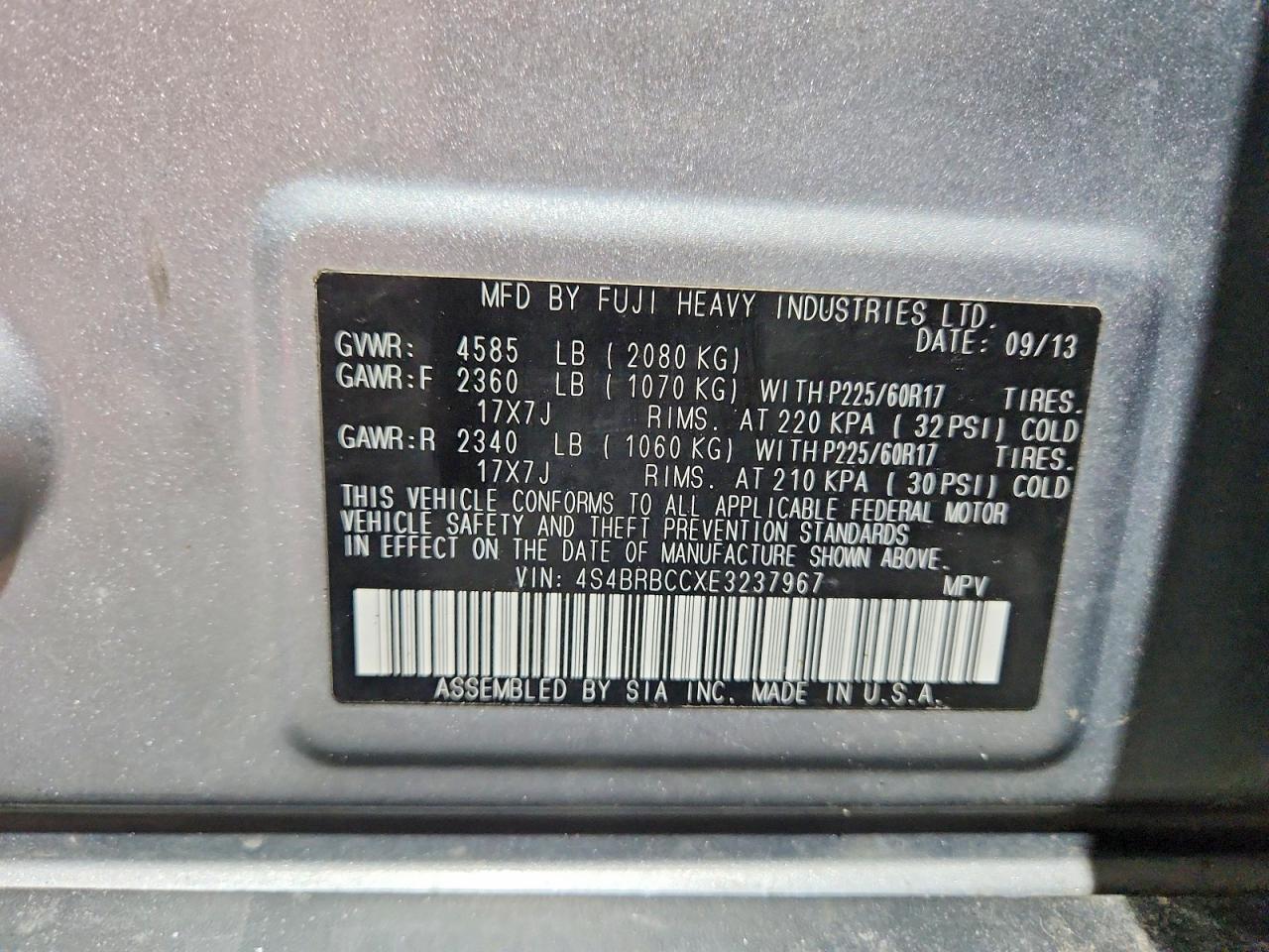 2014 Subaru Outback 2.5I Premium - zdjęcie 12