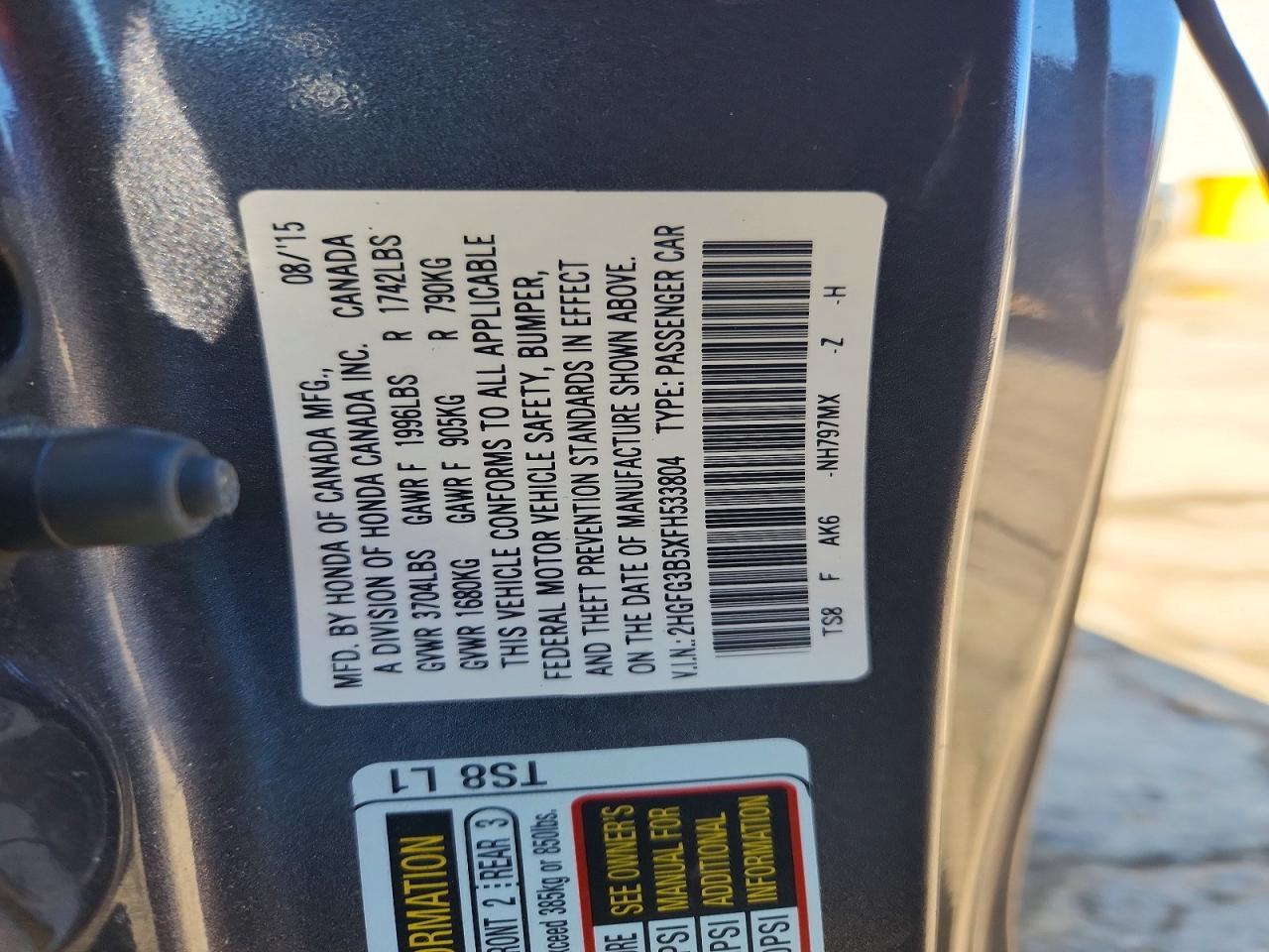 2015 Honda Civic Lx - zdjęcie 12