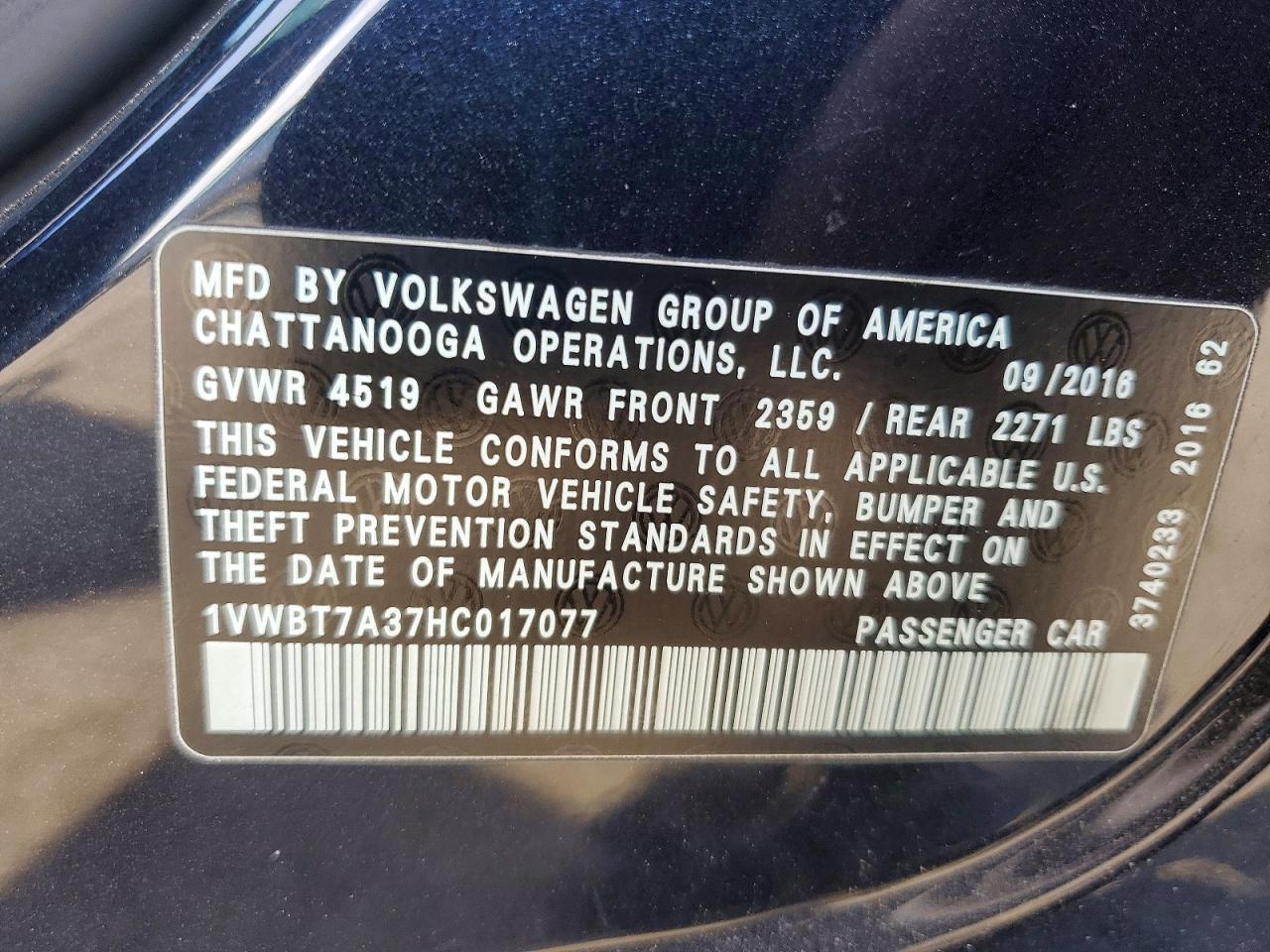 2017 Volkswagen Passat Se - zdjęcie 13