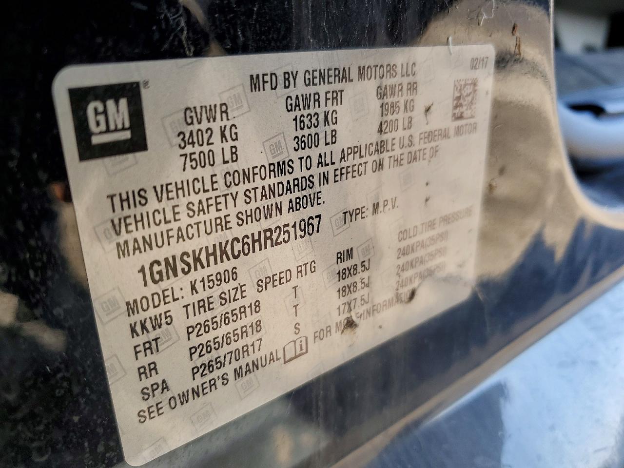 2017 Chevrolet Suburban K1500 Lt - zdjęcie 13