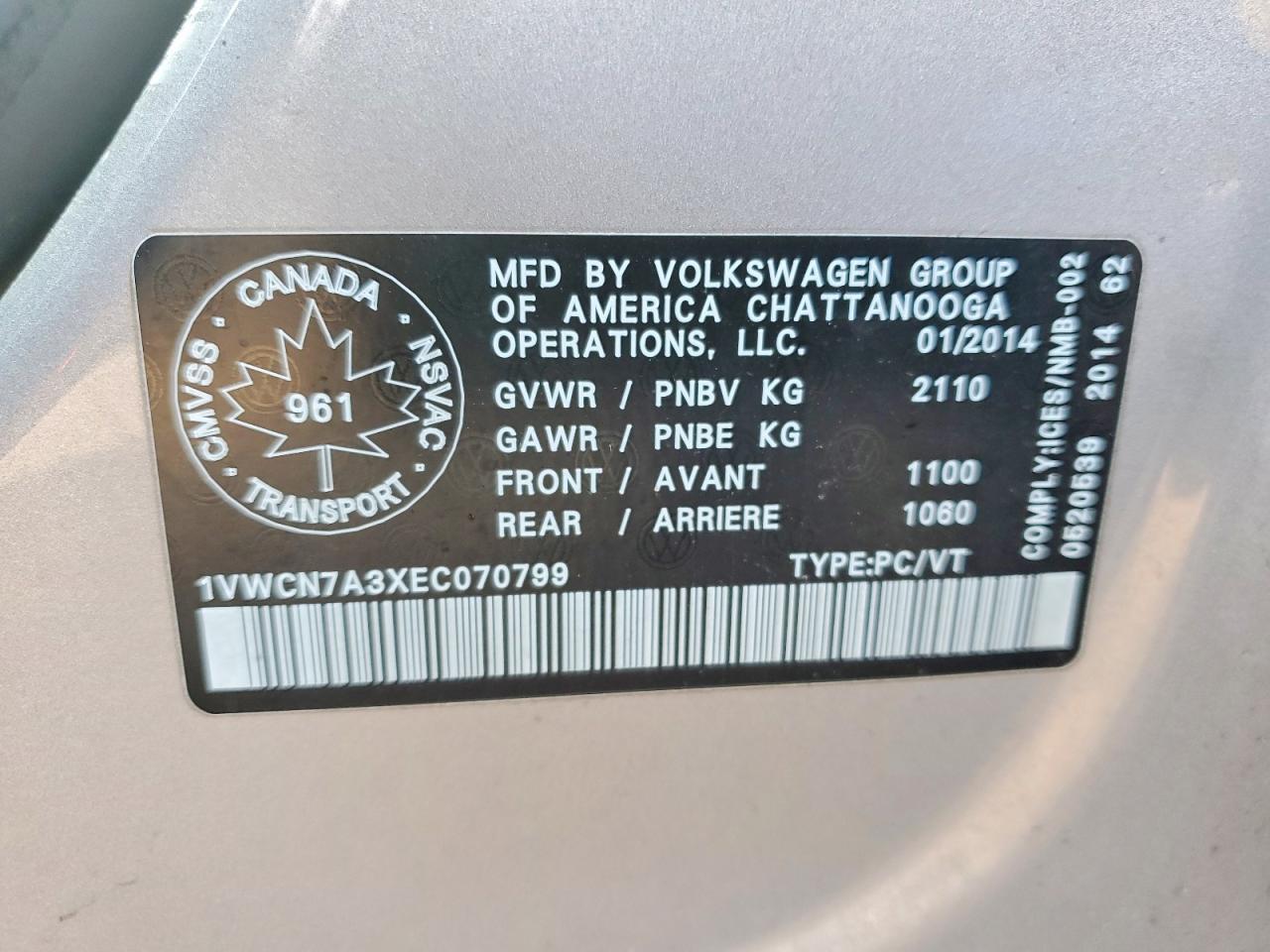 2014 Volkswagen Passat Sel - zdjęcie 13