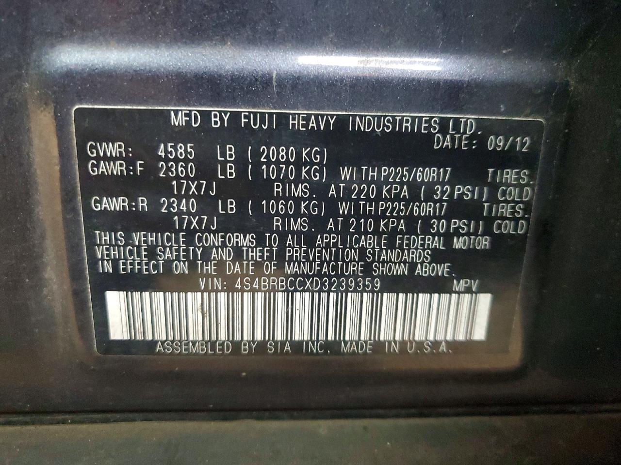 2013 Subaru Outback 2.5I Premium - zdjęcie 13