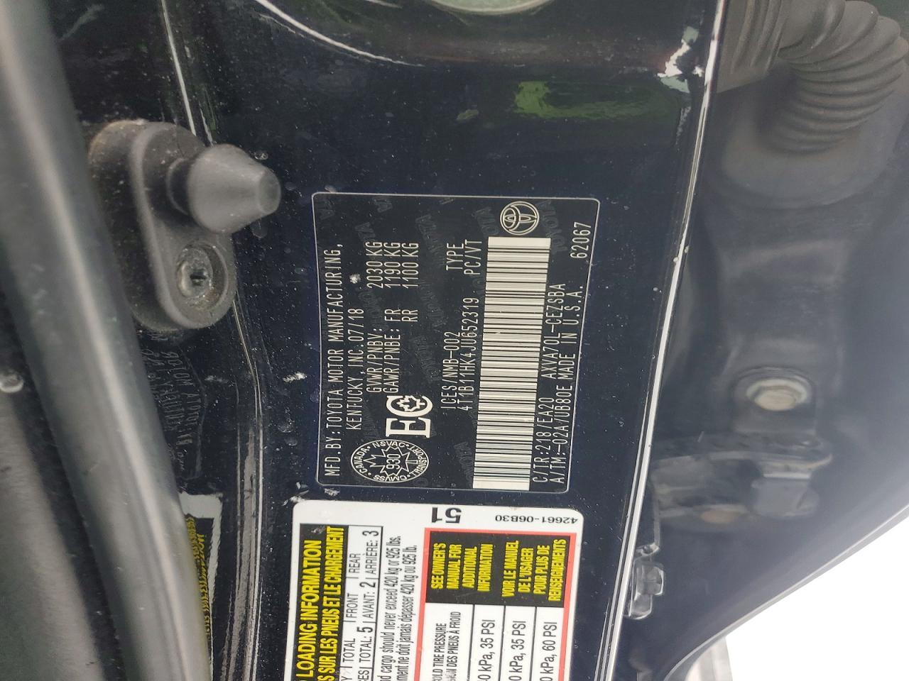 2018 Toyota Camry L - zdjęcie 12