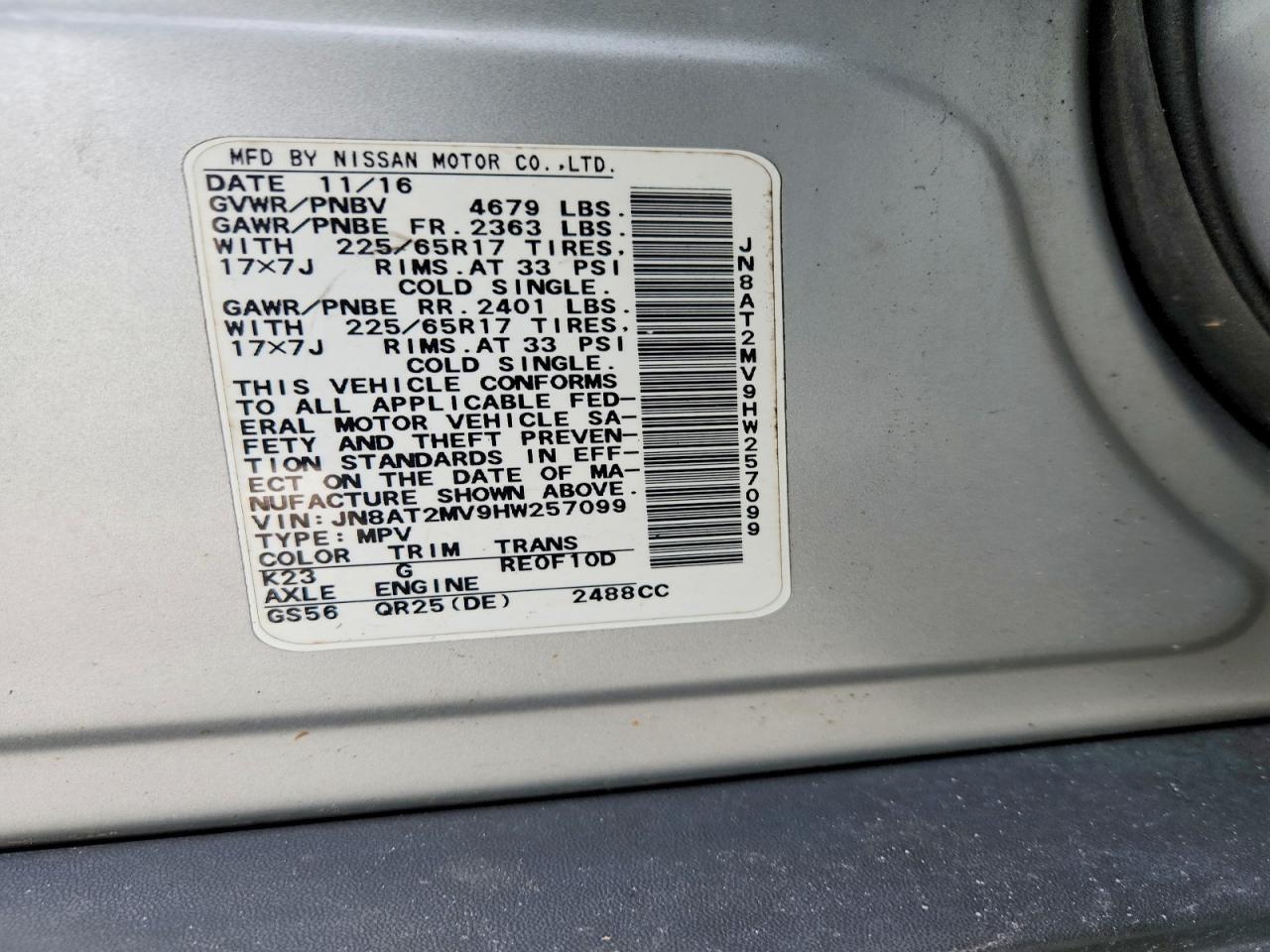 2017 Nissan Rogue S - zdjęcie 12