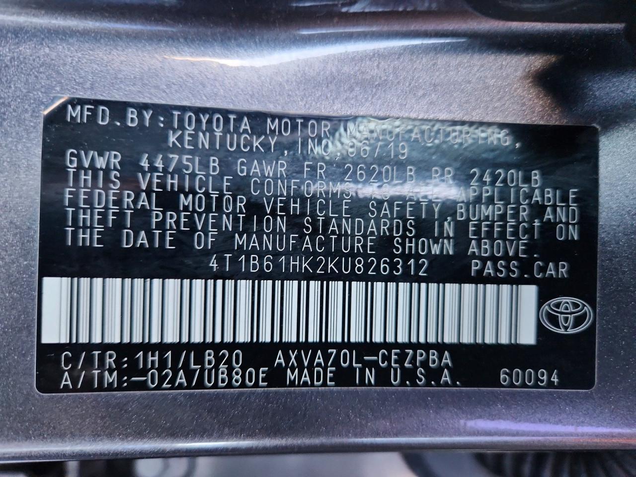 2019 Toyota Camry Xse - zdjęcie 13